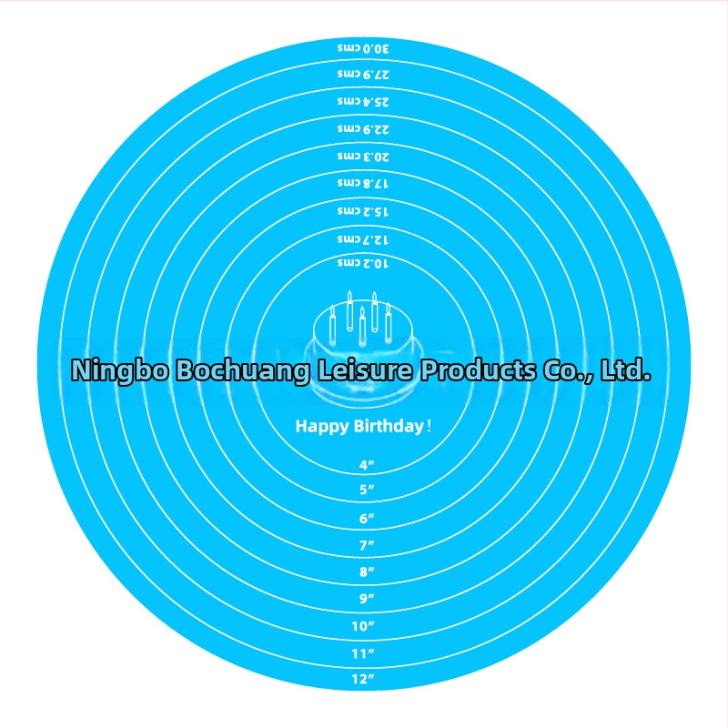 Silikónová kruhová miska na cesto a otočná platňa na zdobenie tort — značka simois, materiál silikón, vzor cartoon so stupnicou, možnosť prispôsobenia