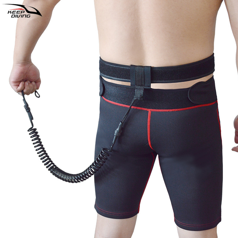 Szörfdeszka derékszíj biztonsági zsinór, TPU 6 mm, állítható öv, elvesztés elleni, felnőtteknek