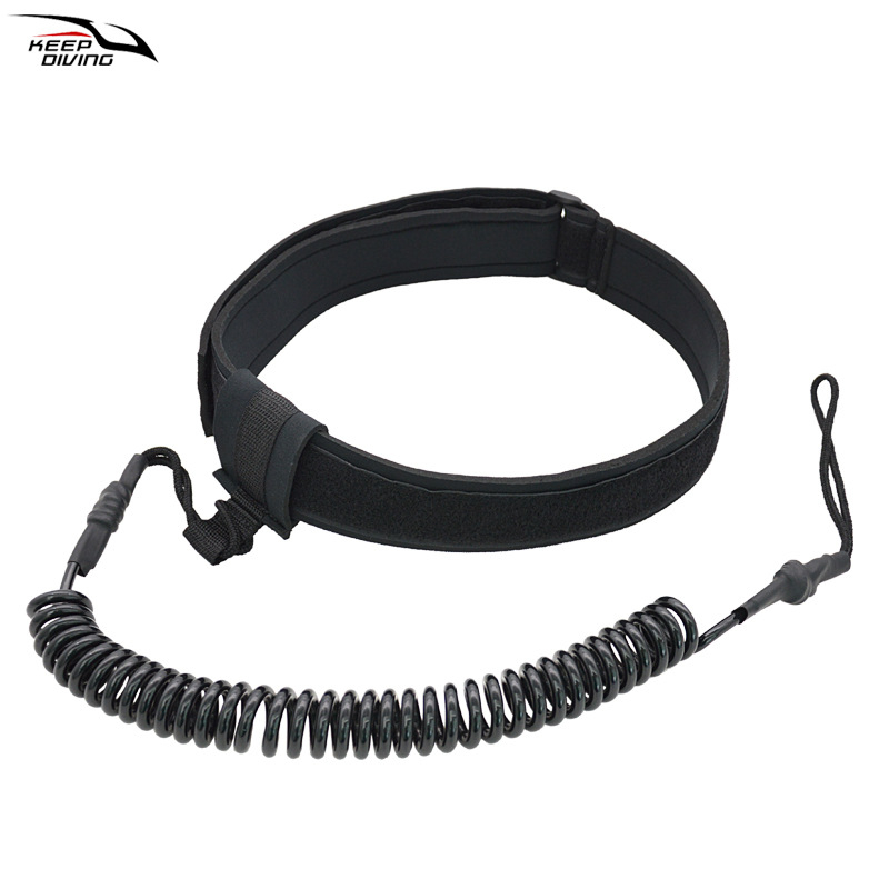 Szörfdeszka derékszíj biztonsági zsinór, TPU 6 mm, állítható öv, elvesztés elleni, felnőtteknek