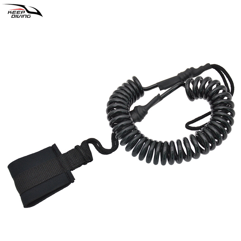 Szörfdeszka derékszíj biztonsági zsinór, TPU 6 mm, állítható öv, elvesztés elleni, felnőtteknek