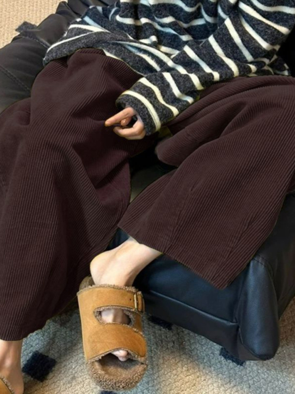 Ženske hlače ravnog kroja, opuštena silueta, visok struk, casual hlače, normalne debljine, jesen 2025