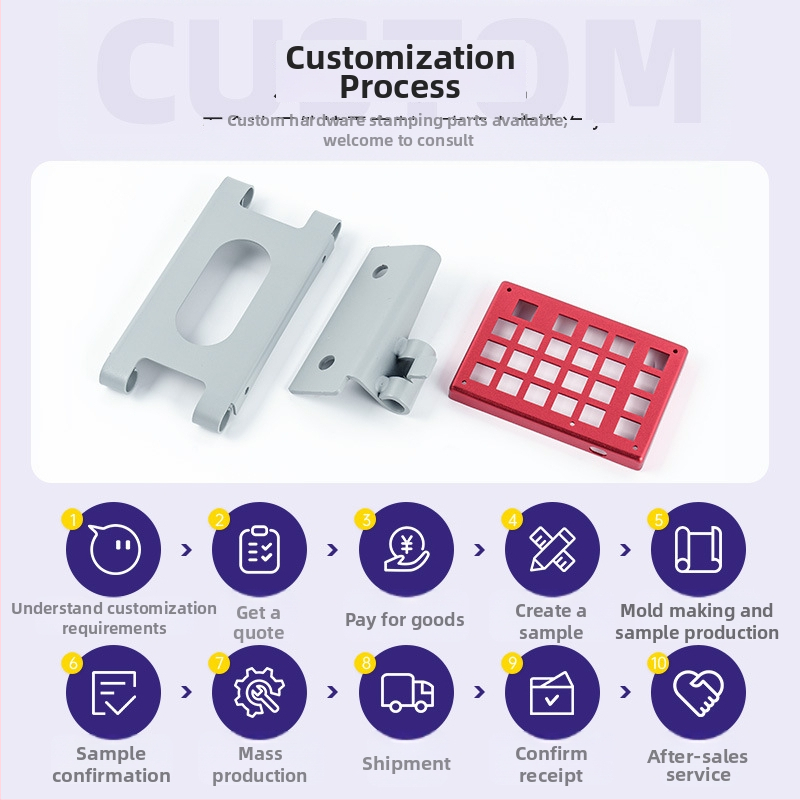 Plechové lisované diely — materiály: nerezová oceľ, meď, železo, hliník, pozinkovaný plech; spracovanie: kovové tvarovanie; prispôsobenie podľa požiadaviek zákazníka; produktový kód TW-006; značka Taiwei