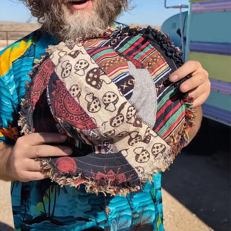 Patchwork pamučna kapa za plažu sa skrivenim džepom, ručno izrađena