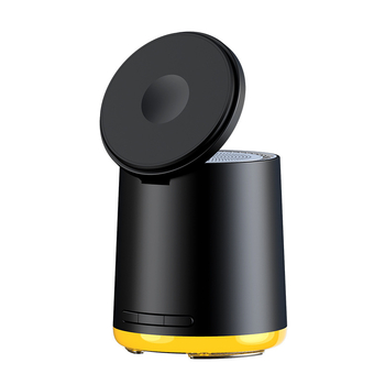 3-u-1 bežični punjač sa Bluetooth zvučnikom | Snaga 5W | Bluetooth 5.3 | Ugrađena baterija 300–500 mAh | Frekvencijski odziv 100 Hz–20 kHz | Domet 10 m