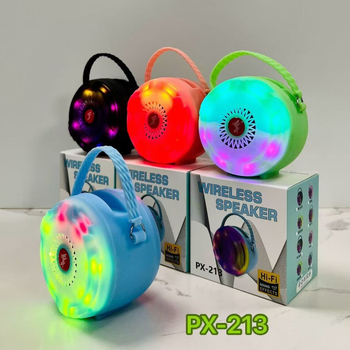 Bluetooth hangszóró, vezeték nélküli hordozható beltéri és kültéri használatra, RGB fényekkel (Frekvenciatartomány 100 Hz-20 kHz; SNR ≥70 dB; Teljesítmény 5W; Beépített akkumulátor 100-300 mAh; Bluetooth verzió 2.0)