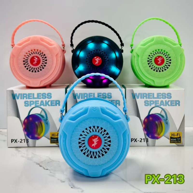 Bluetooth hangszóró, vezeték nélküli hordozható beltéri és kültéri használatra, RGB fényekkel (Frekvenciatartomány 100 Hz-20 kHz; SNR ≥70 dB; Teljesítmény 5W; Beépített akkumulátor 100-300 mAh; Bluetooth verzió 2.0)