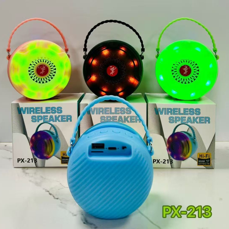 Bluetooth hangszóró, vezeték nélküli hordozható beltéri és kültéri használatra, RGB fényekkel (Frekvenciatartomány 100 Hz-20 kHz; SNR ≥70 dB; Teljesítmény 5W; Beépített akkumulátor 100-300 mAh; Bluetooth verzió 2.0)