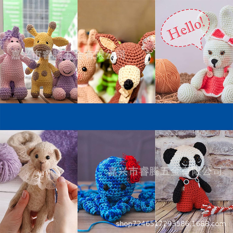 Ochi rotunzi lucioși pentru pluș, cu garnitură, 80 buc, din plastic (Material: plastic; Model: rotund; Cantitate: 80)