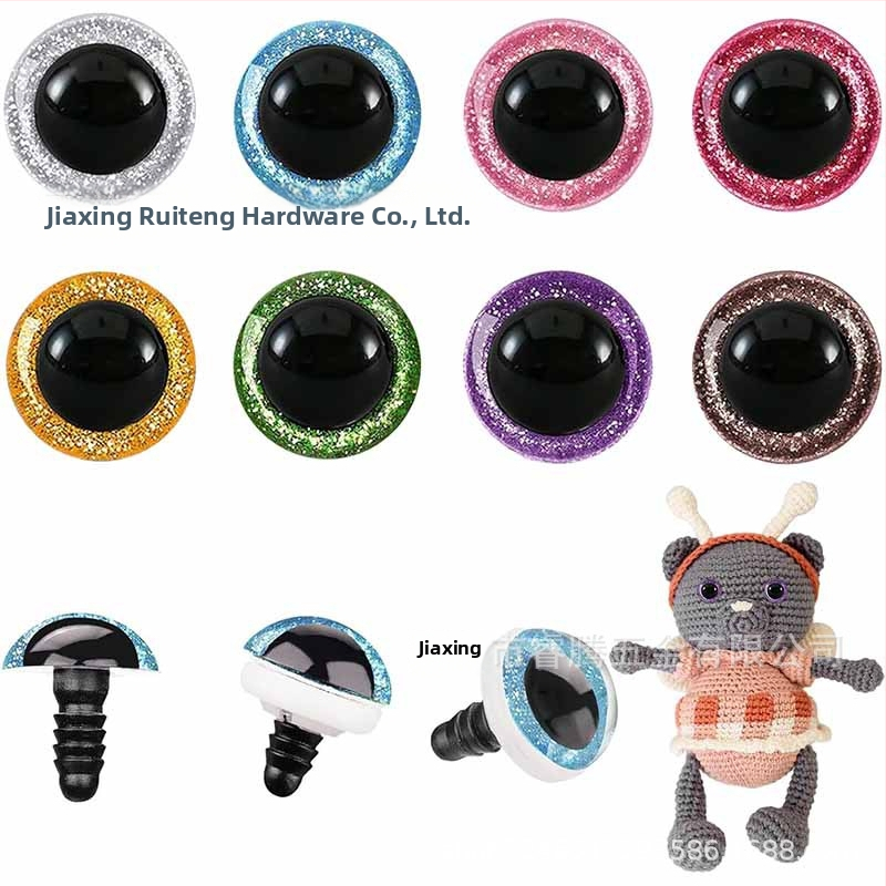 Ochi rotunzi lucioși pentru pluș, cu garnitură, 80 buc, din plastic (Material: plastic; Model: rotund; Cantitate: 80)