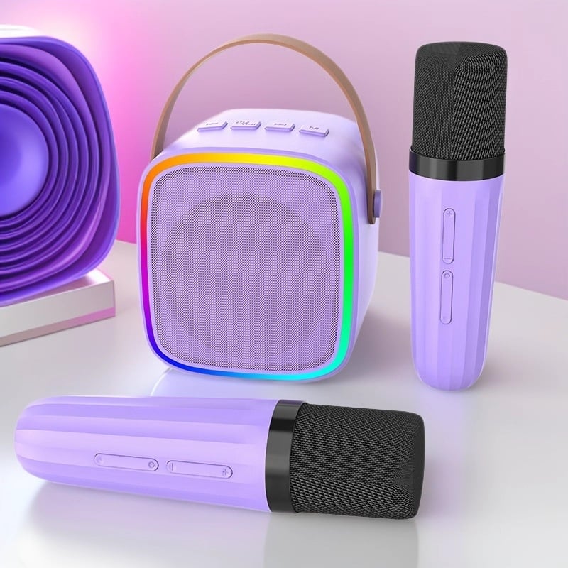 Sistem portabil de karaoke cu Bluetooth și microfon – Bluetooth 5.3, conexiune USB, răspuns în frecvență 20 Hz–20 kHz, putere 2x4W, baterie încorporată 1000–1200 mAh
