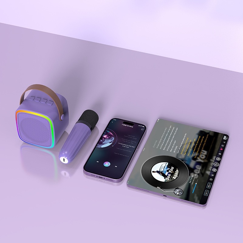 Sistem portabil de karaoke cu Bluetooth și microfon – Bluetooth 5.3, conexiune USB, răspuns în frecvență 20 Hz–20 kHz, putere 2x4W, baterie încorporată 1000–1200 mAh