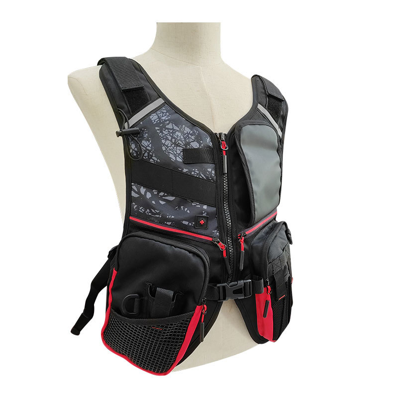 Vesta de pescuit reglabilă cu rucsac, patru buzunare, capacitate mare, căptușeală din bumbac perl, vestă de salvare inclusă