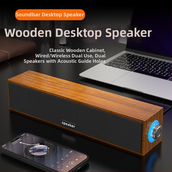 Drevené stolné reproduktory s zosilňovačom, USB napájanie, dvojité reproduktory, MP3 prehrávanie, 6W výstup