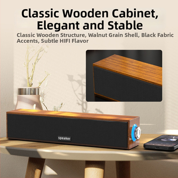 Drevené stolné reproduktory s zosilňovačom, USB napájanie, dvojité reproduktory, MP3 prehrávanie, 6W výstup