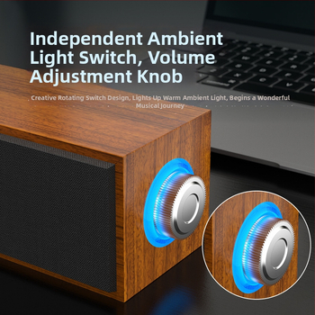 Drevené stolné reproduktory s zosilňovačom, USB napájanie, dvojité reproduktory, MP3 prehrávanie, 6W výstup