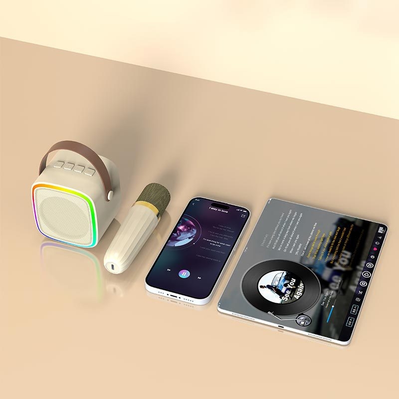 Bluetooth zvučnik s ambijentalnim osvjetljenjem, mikrofon za pjevanje, kompaktni kućni bežični audio sustav