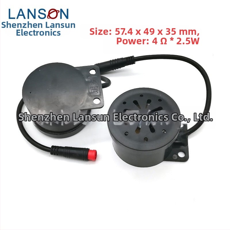 LANSON vodeodolný reproduktorový roh pre elektrické bicykle, 4 Ω, 2.5 W, frekvenčné rozpätie 730 Hz, membrána z materiálu bez papiera