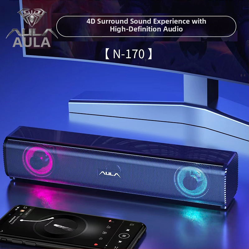 Počítačové reproduktory AULA Tarantula N-170 s USB rozhraním, 2.1-kanálový zvuk, kovové puzdro, 3D Surround