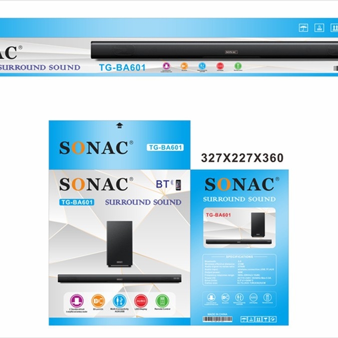 Bluetooth zvučna traka za kućni kino, 2-kanalni stereo zvuk, 3D surround s linearnim subwooferom, MP3 reprodukcija i USB podrška