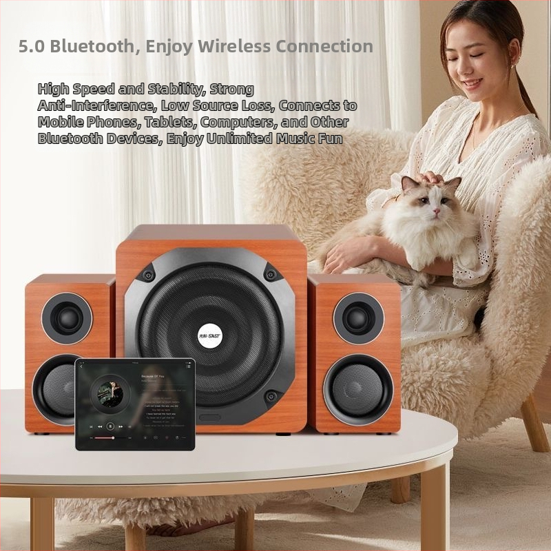 Xianke Q3 2.1-kanalni Bluetooth karaoke zvučni sustav s USB reprodukcijom, 180W, drveno kućište