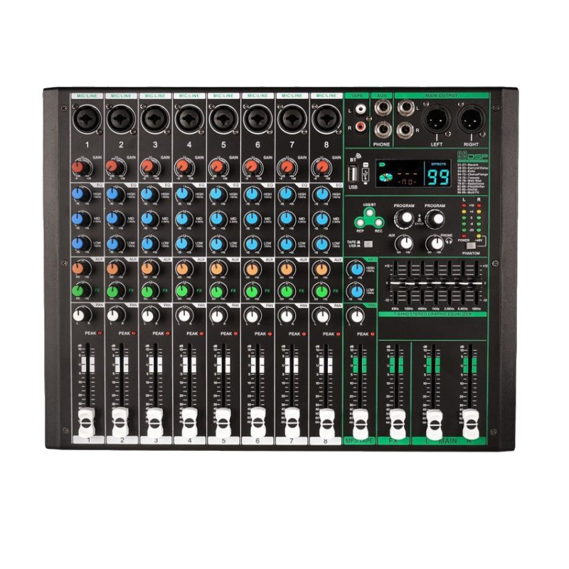 Μίκτης ήχου MIX-8 για καραόκε από τη Song Shida, 6 κανάλια, 50W, 220V