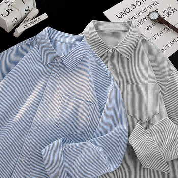 Muška oxford košulja s prugama, dugi rukav, opuštenog kroja, za jesen – formalno i casual