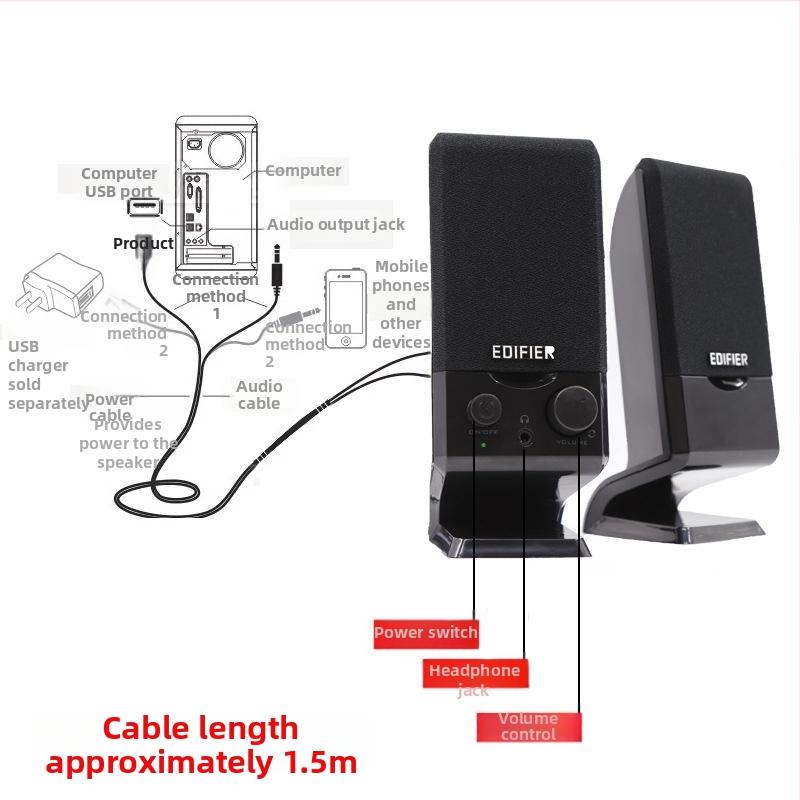 Edifier R10U boxe USB desktop stereo, 2 canale, redare MP3, control prin buton