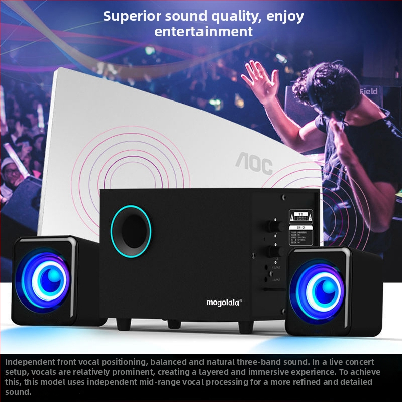 Q9 Boxă pentru calculator 2.1 cu subwoofer, Bluetooth, alimentare USB, redare MP3, sunet 3D surround