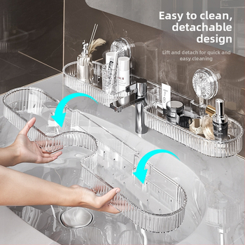 Poliță de baie montată pe perete cu ventuză — rotativă, impermeabilă, PP material, fără găuri (Rotativă; Impermeabilă; PP material; Fără găuri)