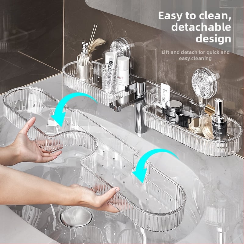 Poliță de baie montată pe perete cu ventuză — rotativă, impermeabilă, PP material, fără găuri (Rotativă; Impermeabilă; PP material; Fără găuri)