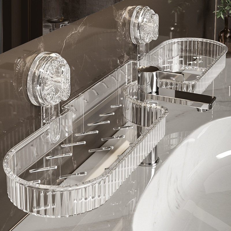 Poliță de baie montată pe perete cu ventuză — rotativă, impermeabilă, PP material, fără găuri (Rotativă; Impermeabilă; PP material; Fără găuri)