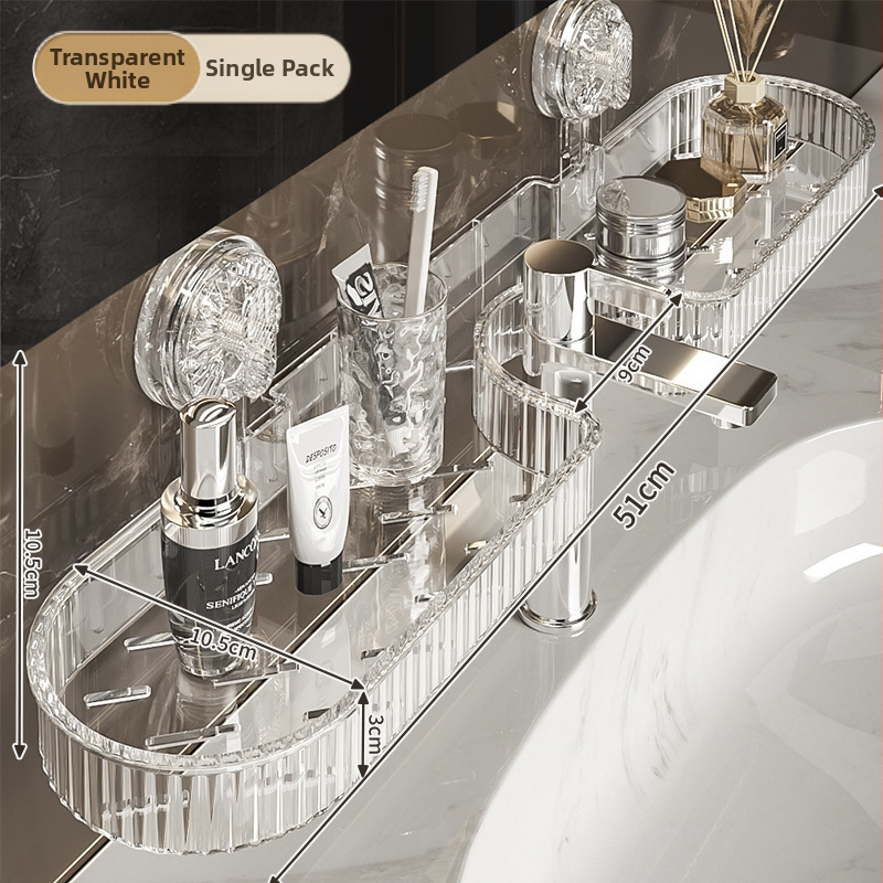 Poliță de baie montată pe perete cu ventuză — rotativă, impermeabilă, PP material, fără găuri (Rotativă; Impermeabilă; PP material; Fără găuri)