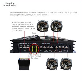 Autóhifi erősítő szett C-266 subwooferrel, 12V, maximális teljesítmény 5800W, impedancia 4Ω, alumínium ötvözet ház