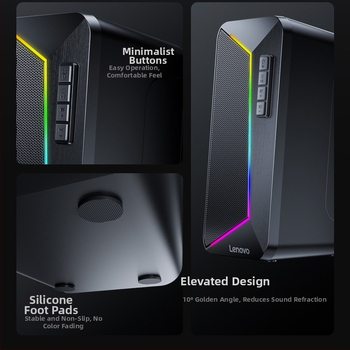 Lenovo USB RGB herný reproduktorový systém pre počítač so 2 reproduktormi a RGB osvetlením, 100Hz–20kHz, SNR ≥85dB