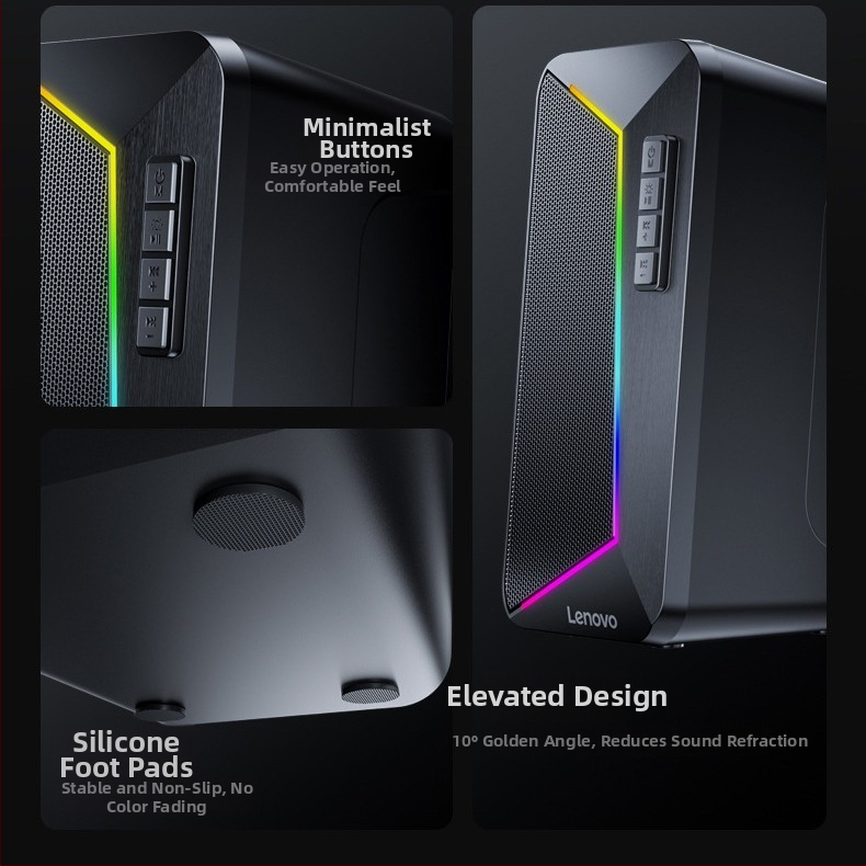 Lenovo USB RGB herný reproduktorový systém pre počítač so 2 reproduktormi a RGB osvetlením, 100Hz–20kHz, SNR ≥85dB