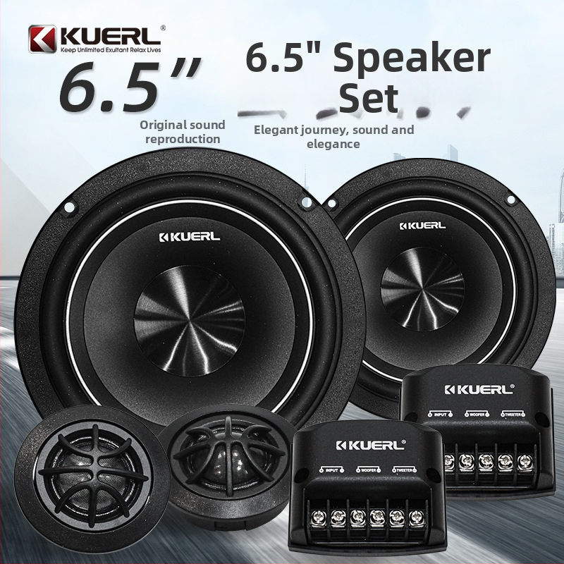 Autóhangszóró készlet, első ajtóhoz, kétutas, 6,5 hüvelykes (Modell K-6523, 4Ω, 160W max, 60Hz–20kHz, érzékenység >91dB)