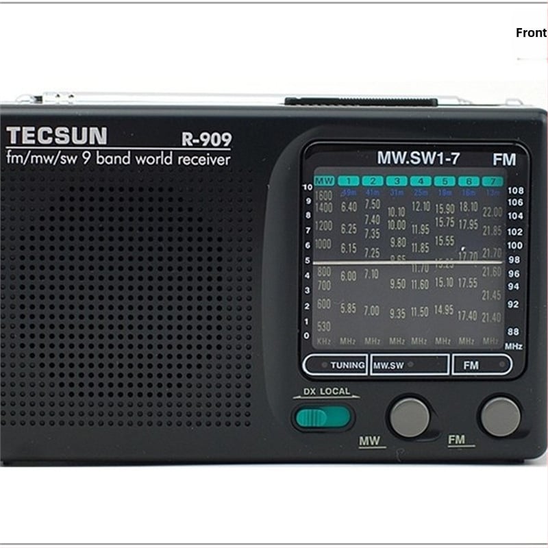 Tecsun Desheng R909 radio portabil cu bandă întreagă, reglare manuală a stațiilor, sunet mono, difuzor încorporat