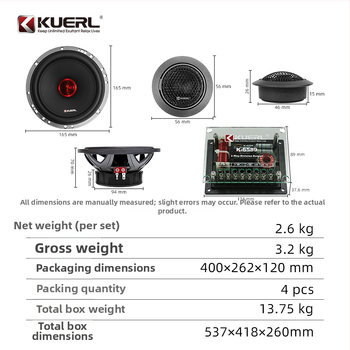 Autóhifi 2-utas hangszóró készlet (K-6589) 4 Ω, 150 W, 65 Hz–20 kHz, 88 dB