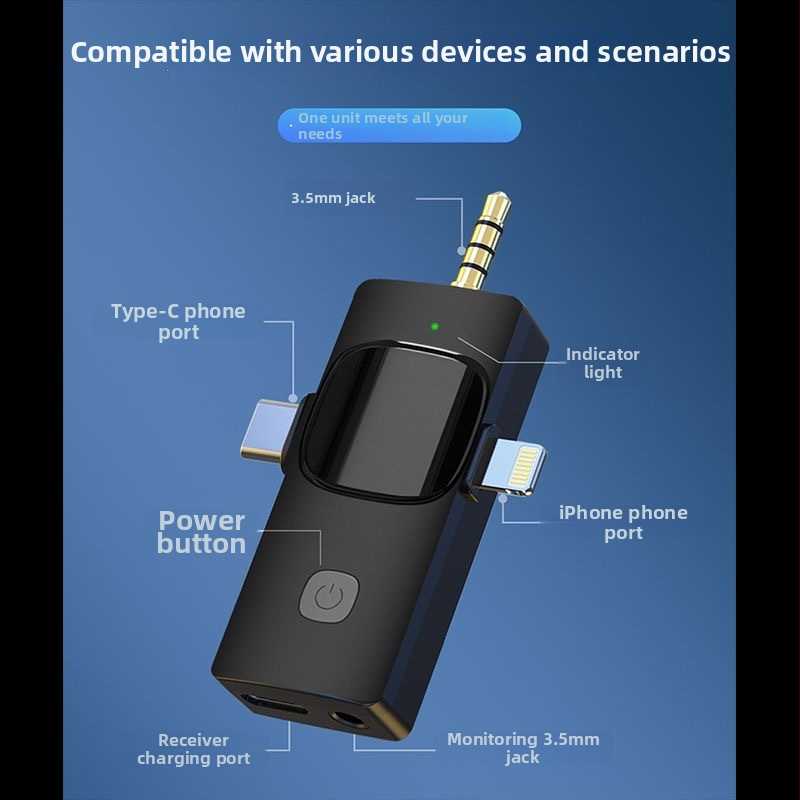 K15 bezdrôtový lavalier mikrofón – 3v1 pre živé vysielanie a nahrávanie, redukcia šumu, mikrofón pre krátke videá, Bluetooth 5.3, vstavaná batéria 3–6 h