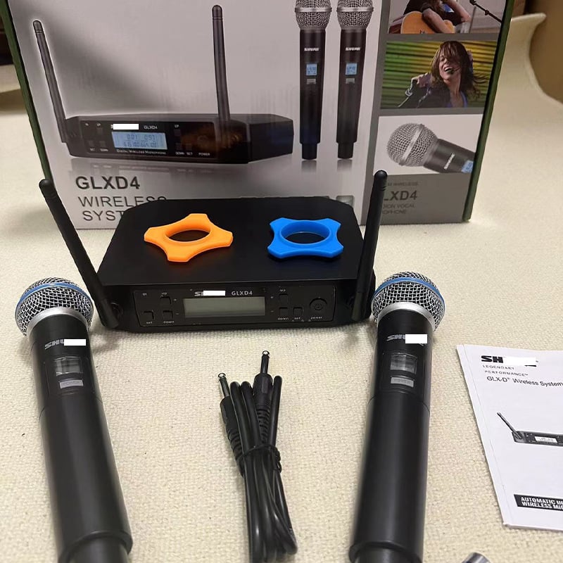 GLXD4 επαγγελματικό μικρόφωνο για σκηνή και ζωντανή μετάδοση (karaoke) – εύρος συχνοτήτων 20 Hz–20 kHz; SNR ≥60 dB; αφαιρούμενη μπαταρία 1000–1200 mAh, αυτονομία 6–8 h