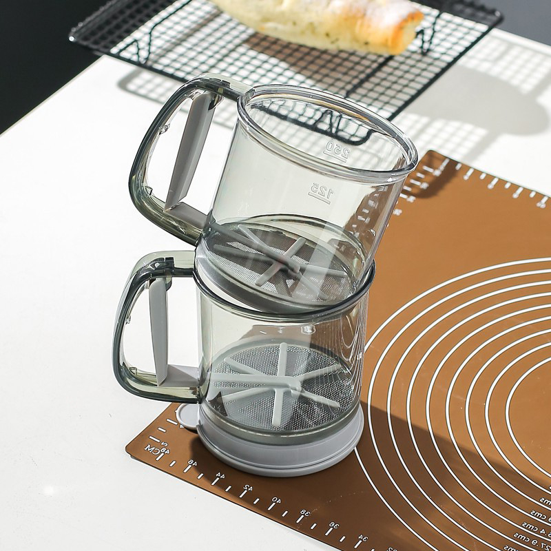 Sită manuală semi-automat pentru făină, tip cup, sită pentru pulberi și zahăr, pentru coacere acasă