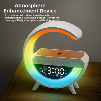 Bluetooth reproduktor s hodinami a budíkom, nočné svetlo, bezdrôtové nabíjanie; Verzia Bluetooth 5.3; Vstavaná batéria 1000–1200 mAh; Bezdrôtové nabíjanie; Výstupný výkon 5W; Frekvenčný rozsah 100 Hz–20 kHz