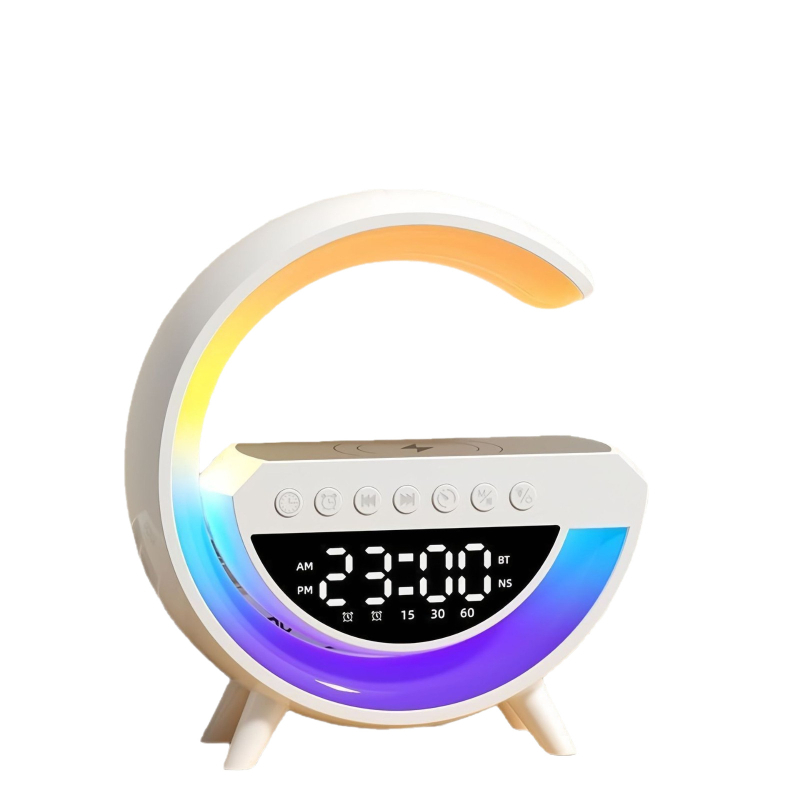 Bluetooth reproduktor s hodinami a budíkom, nočné svetlo, bezdrôtové nabíjanie; Verzia Bluetooth 5.3; Vstavaná batéria 1000–1200 mAh; Bezdrôtové nabíjanie; Výstupný výkon 5W; Frekvenčný rozsah 100 Hz–20 kHz