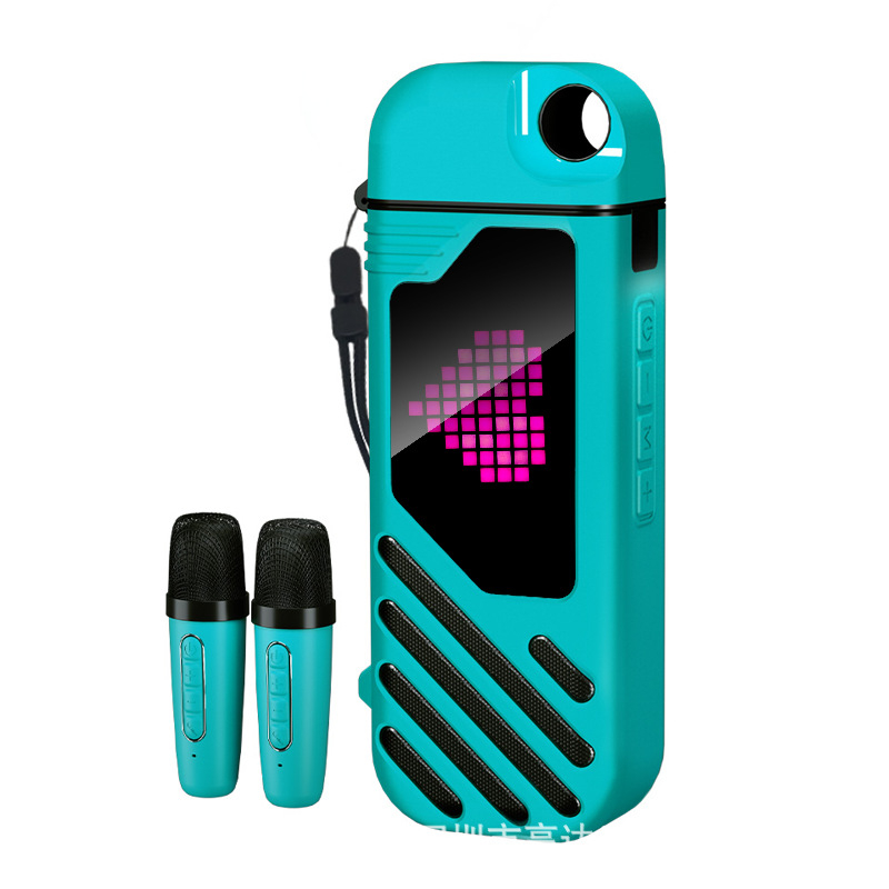 Mașină de karaoke cu ecran LED pixel și microfon Bluetooth fără fir, difuzor integrat (Bluetooth 5.3; sistem cu 2 difuzoare; ieșire 10–20W; răspuns în frecvență 100 Hz–20 kHz; SNR ≥70 dB)