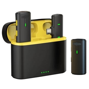 Microfon Lavalier wireless K10, sistem 1:2 pentru streaming în aer liber și înregistrare pe telefon, interval de frecvențe 100 Hz-20 kHz, SNR ≥70 dB, baterie încorporată 3–6 h