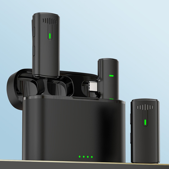 Microfon Lavalier wireless K10, sistem 1:2 pentru streaming în aer liber și înregistrare pe telefon, interval de frecvențe 100 Hz-20 kHz, SNR ≥70 dB, baterie încorporată 3–6 h