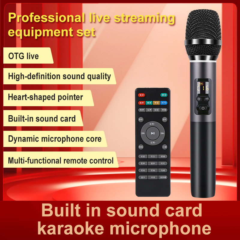 M2 microfon wireless de mână cu placă de sunet încorporată pentru streaming pe PC și pe mobil – Bluetooth 5.0, interval de frecvență 100 Hz–20 kHz, SNR ≥70 dB, baterie 800 mAh, autonomie 3–6 h