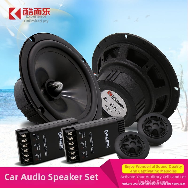 Autóhifi hangfal szett az első ajtóhoz, 4Ω impedancia, max 120W, 40Hz-22kHz frekvenciatartomány, érzékenység 92dB, modell K-665