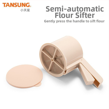 Sită de făină manuală – roz, PP, unealtă de patiserie, semi-automat