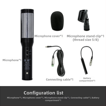 Beautiful Rhyme TM8202 microfon condenser cu fir pentru scenă și interviuri cu camera, captare hipercardioidă, 20 Hz–20 kHz, SNR ≥75 dB, fără baterie încorporată